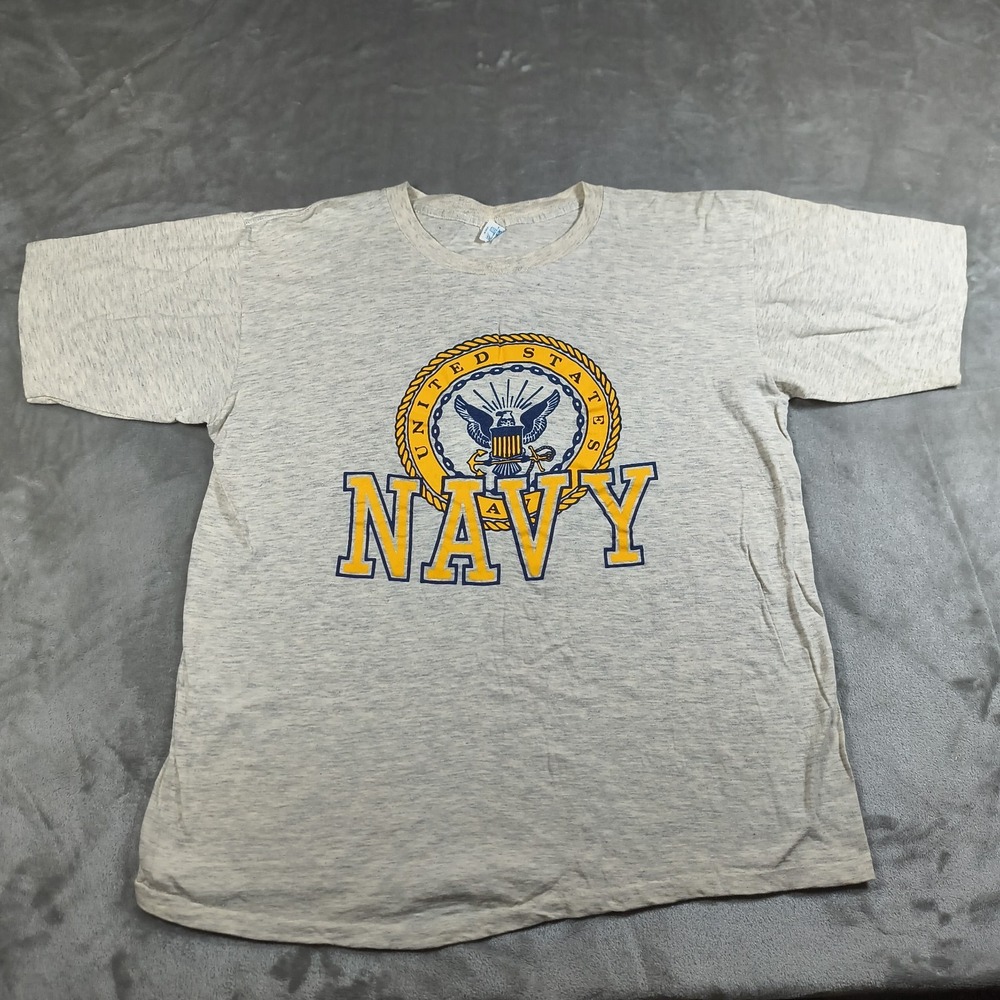 Vintage United States Navy Shirt Mens Large Single Stitch USA Military 80s 90s